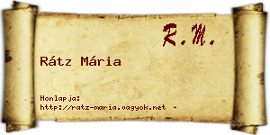 Rátz Mária névjegykártya